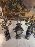 Antique Sèvres Garniture Set – Clock & Candelabra Pair