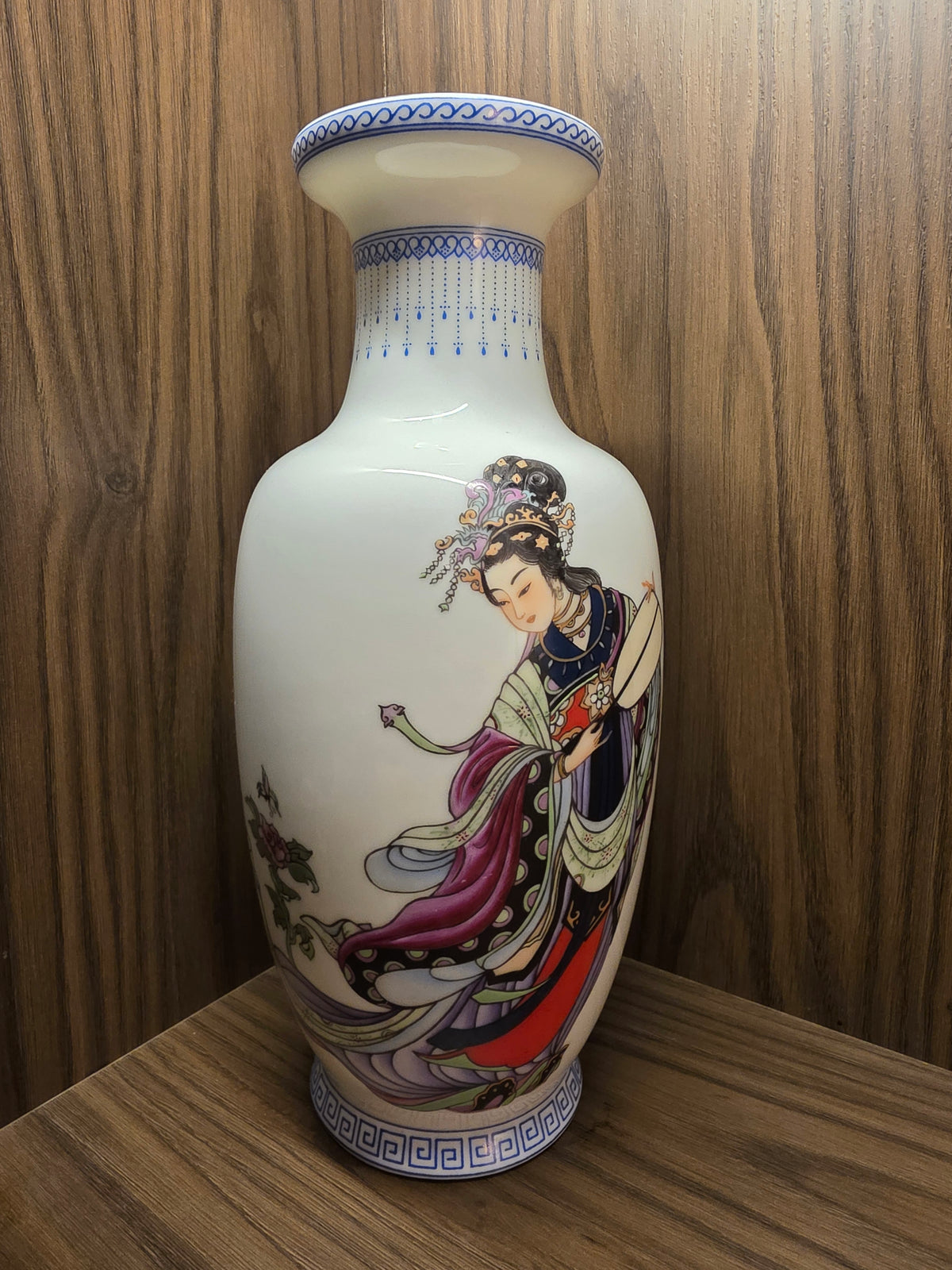 Vintage Jingdezhen Famille Rose Porcelain Vase with Hand-Painted Court Lady