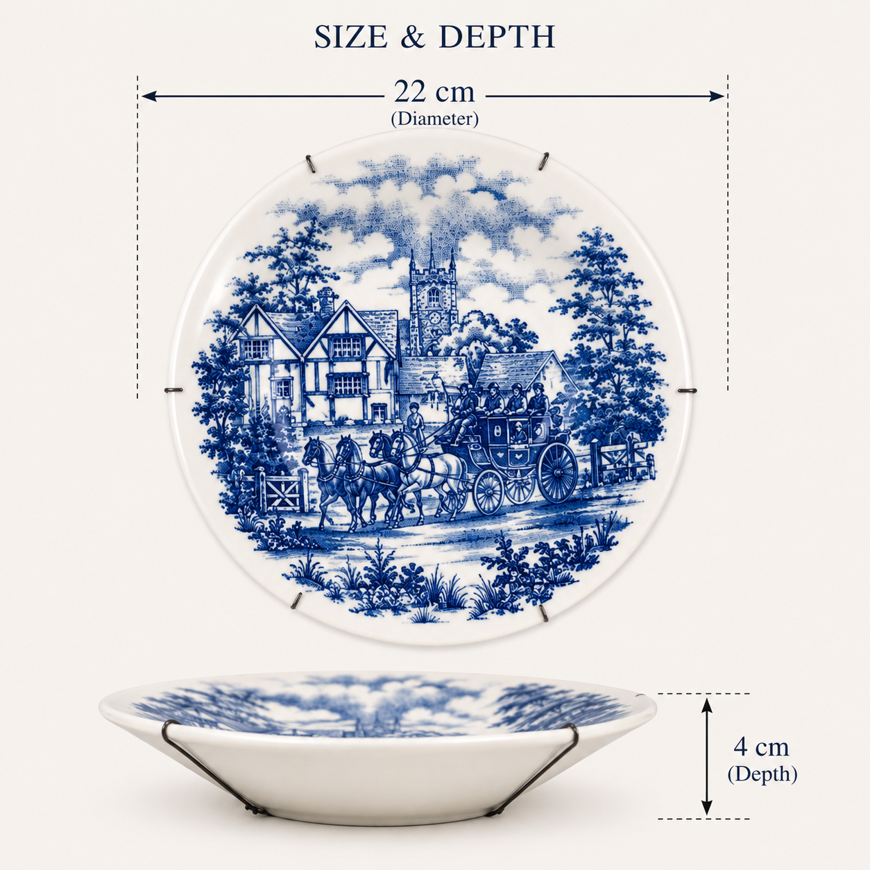 Romantic pastoral scene - Bleu Blanc Wall Plate