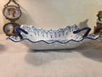 Bleu Blanc Scalloped Serving Bowl with Dual Handles - 30 cm