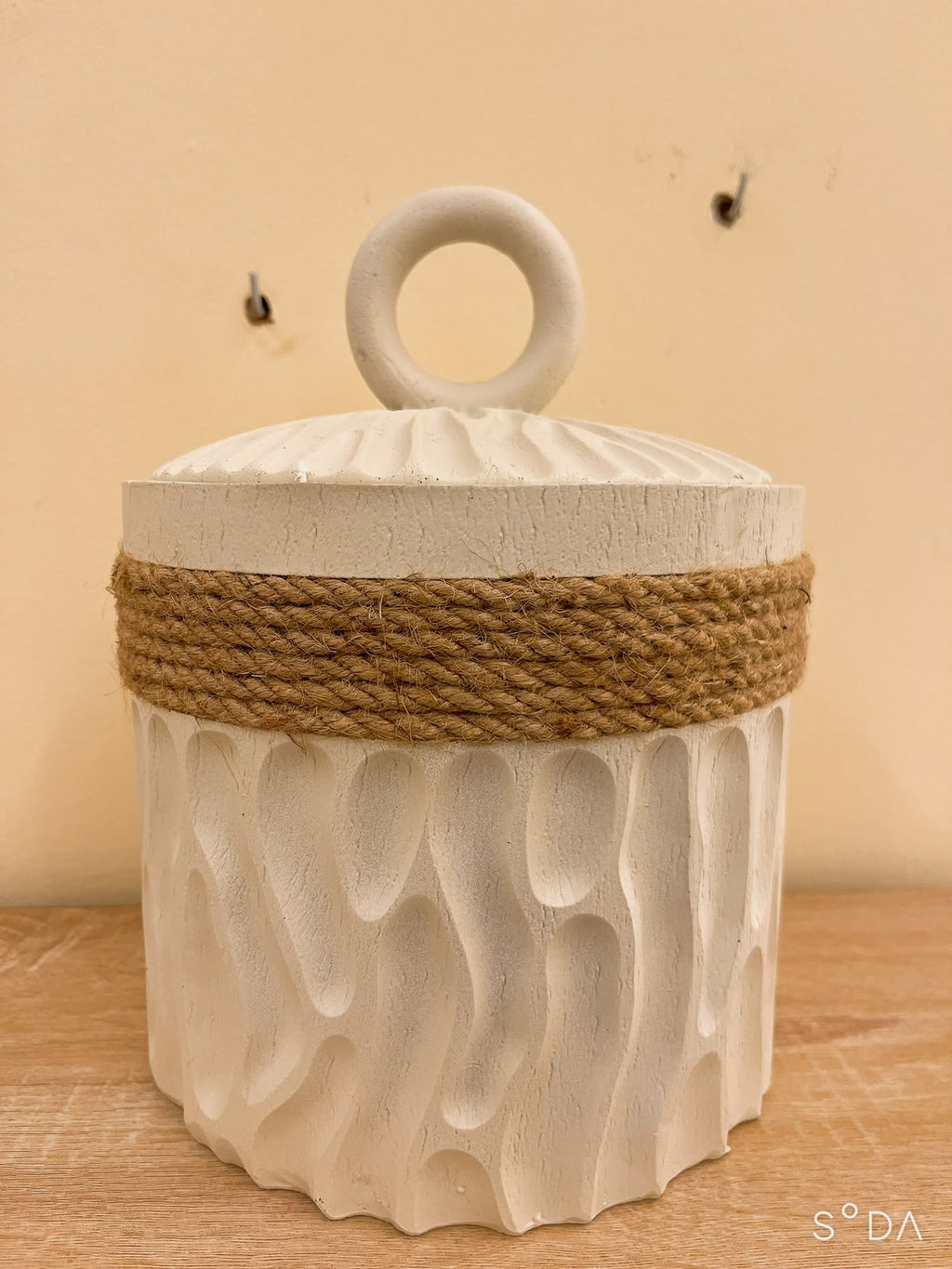 🤍 The Ivory Sculpted Storage Jar