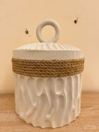 🤍 The Ivory Sculpted Storage Jar