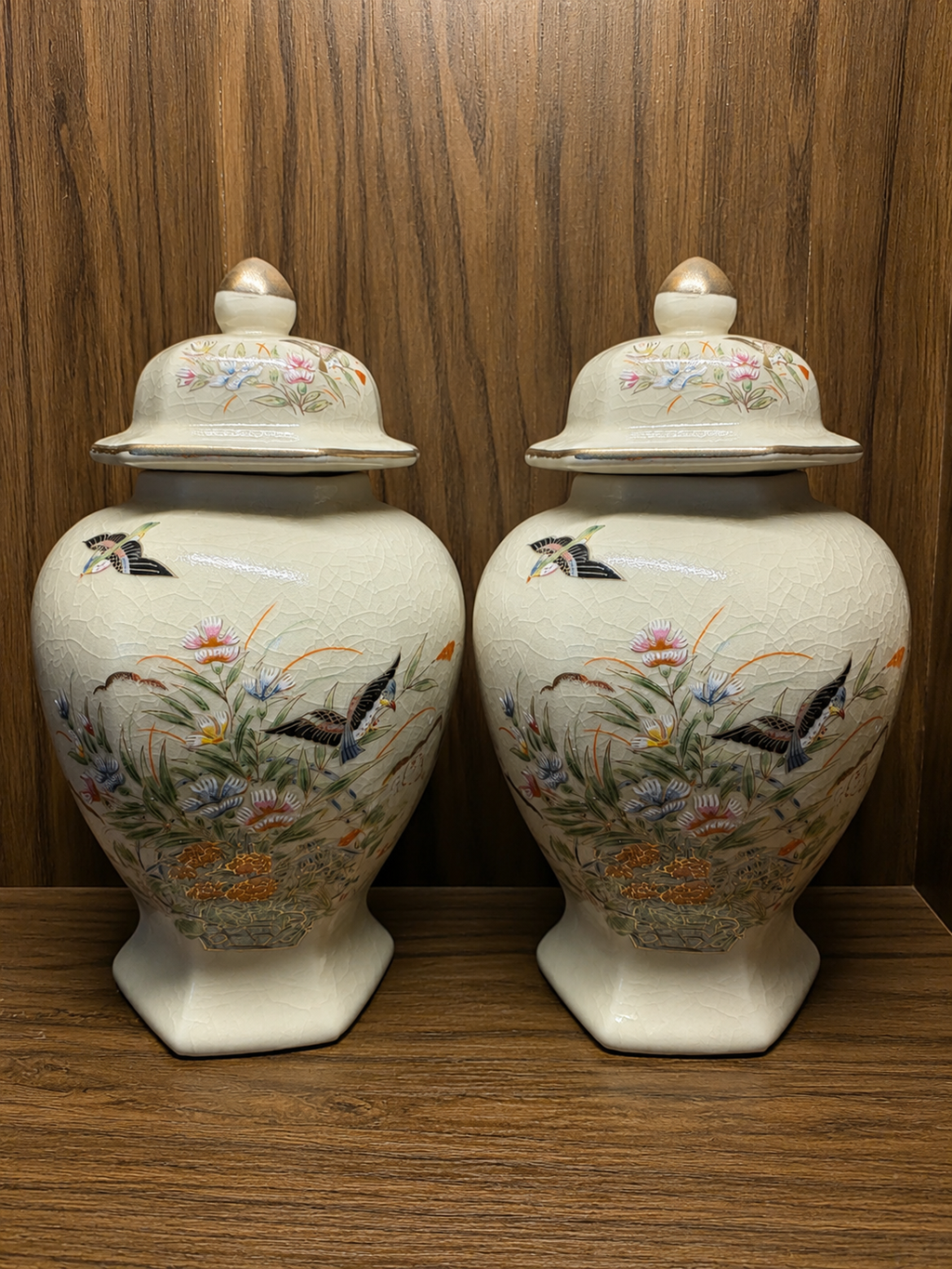 Vintage Japanese Ginger Jar Pair