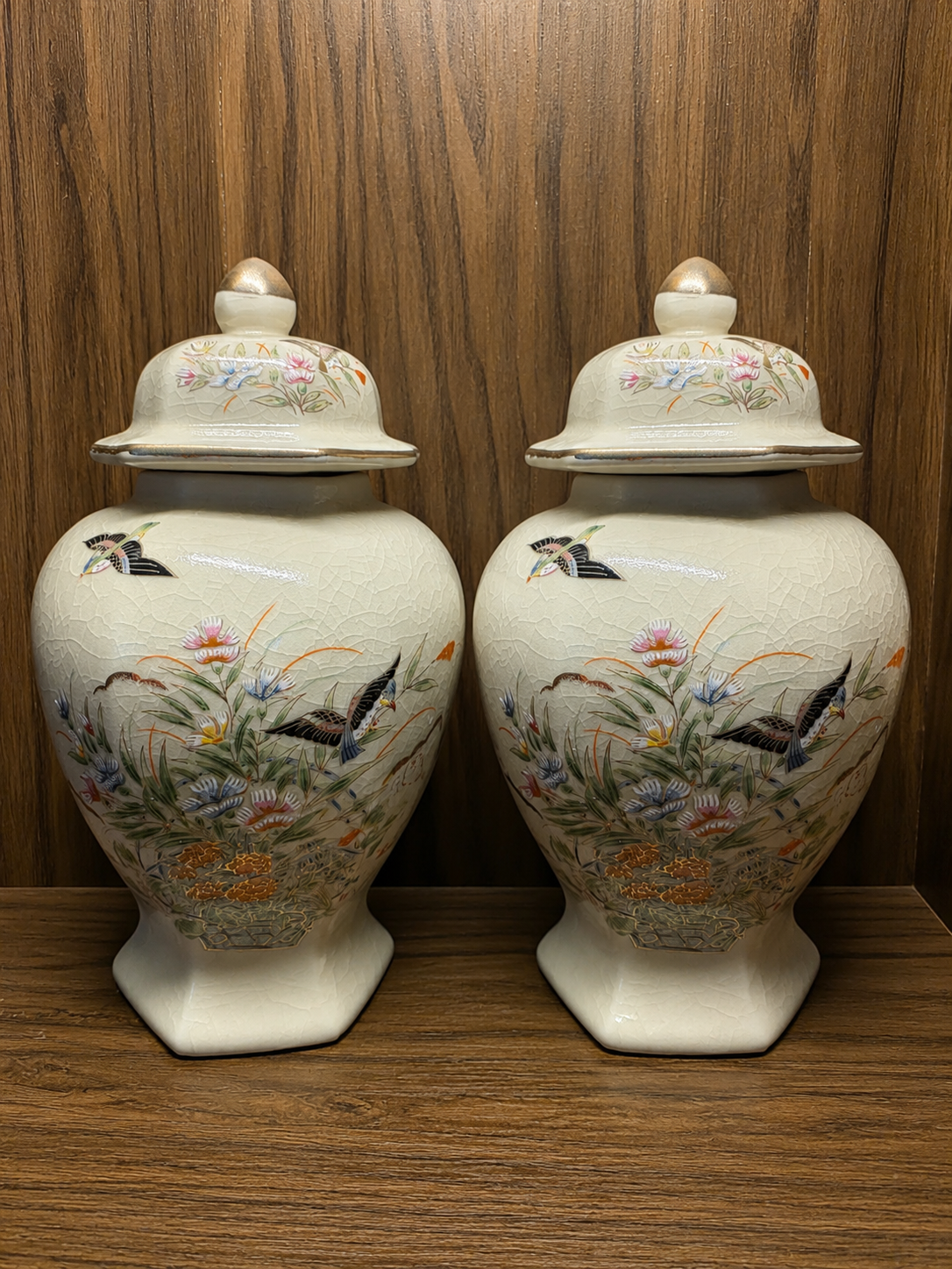Vintage Japanese Ginger Jar Pair
