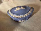 Vintage Wedgwood Pale Blue Jasperware Large Scalloped Trinket Box – 12cm Fluted Lidded Candy Dish