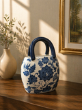 Bleu Blanc Sculptural Handled Vase
