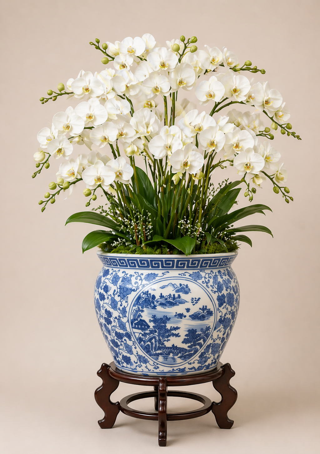 Bleu Blanc Scenic Porcelain Planter