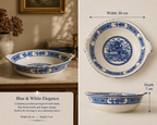 Large Chinese Blue and White Porcelain Centerpiece Bowl with Handles – Imperial Dragon Design