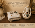 Vintage F.D. France Porcelaine de Luxe Napoleon & Josephine Vase and Trinket Box Set