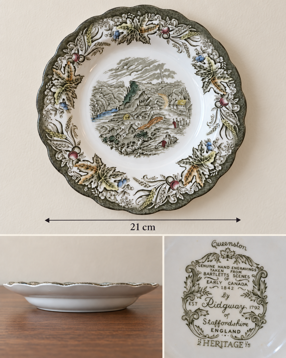 Vintage Ridgway Staffordshire "Heritage '75" Display Plate – Queenston, Early Canada Scene