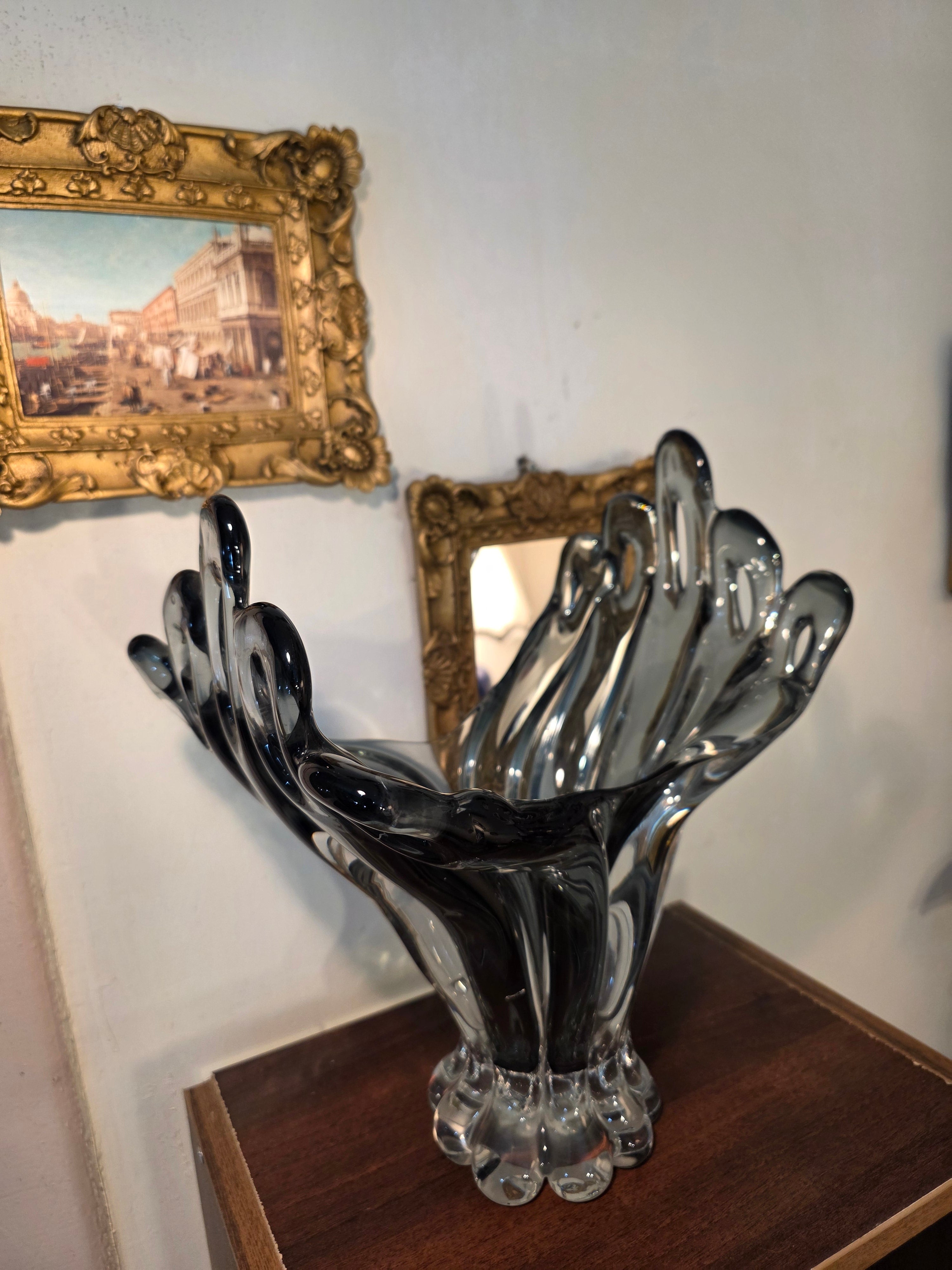 Murano Smoky Art Glass Centerpiece Bowl