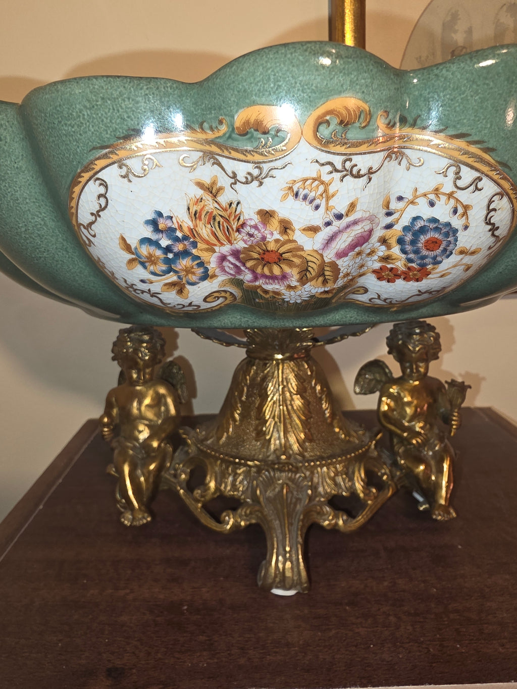 Château Paris Sèvres Style Centerpiece with Bronze Cherub Base