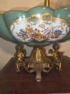 Château Paris Sèvres Style Centerpiece with Bronze Cherub Base