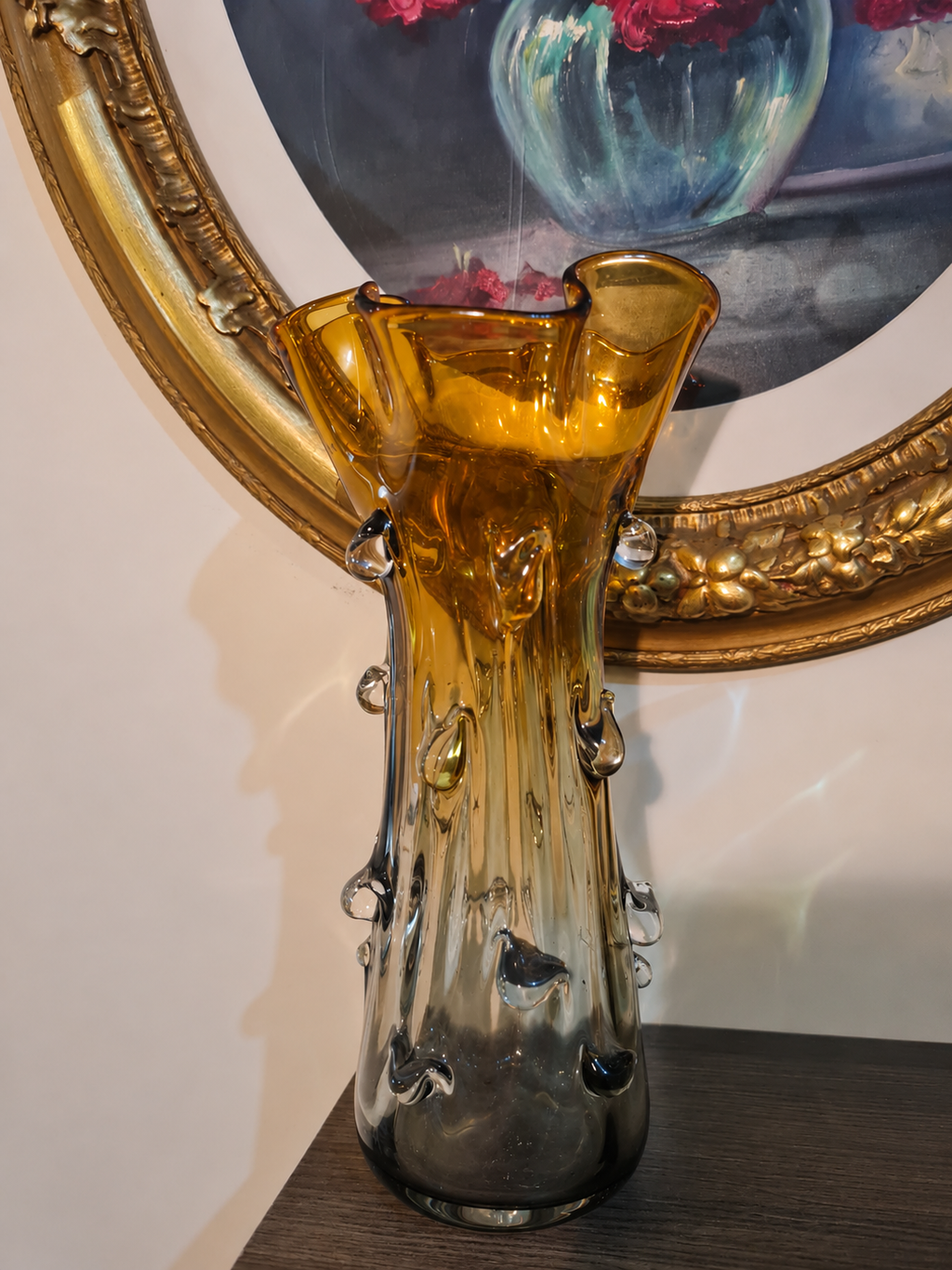 Amber Glow Murano Art Glass Vase