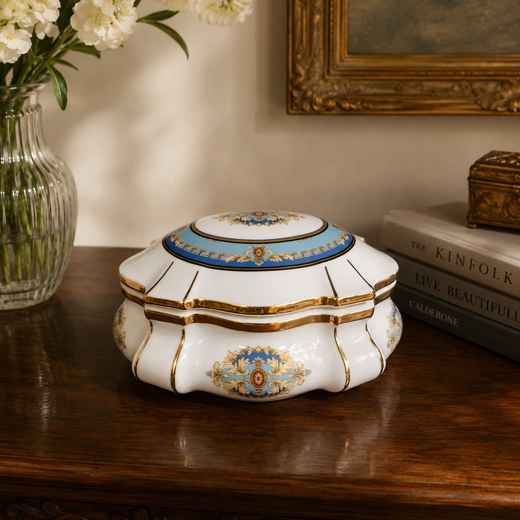 Royal Porcelain Limoges France 24K Gold Covered Trinket Box