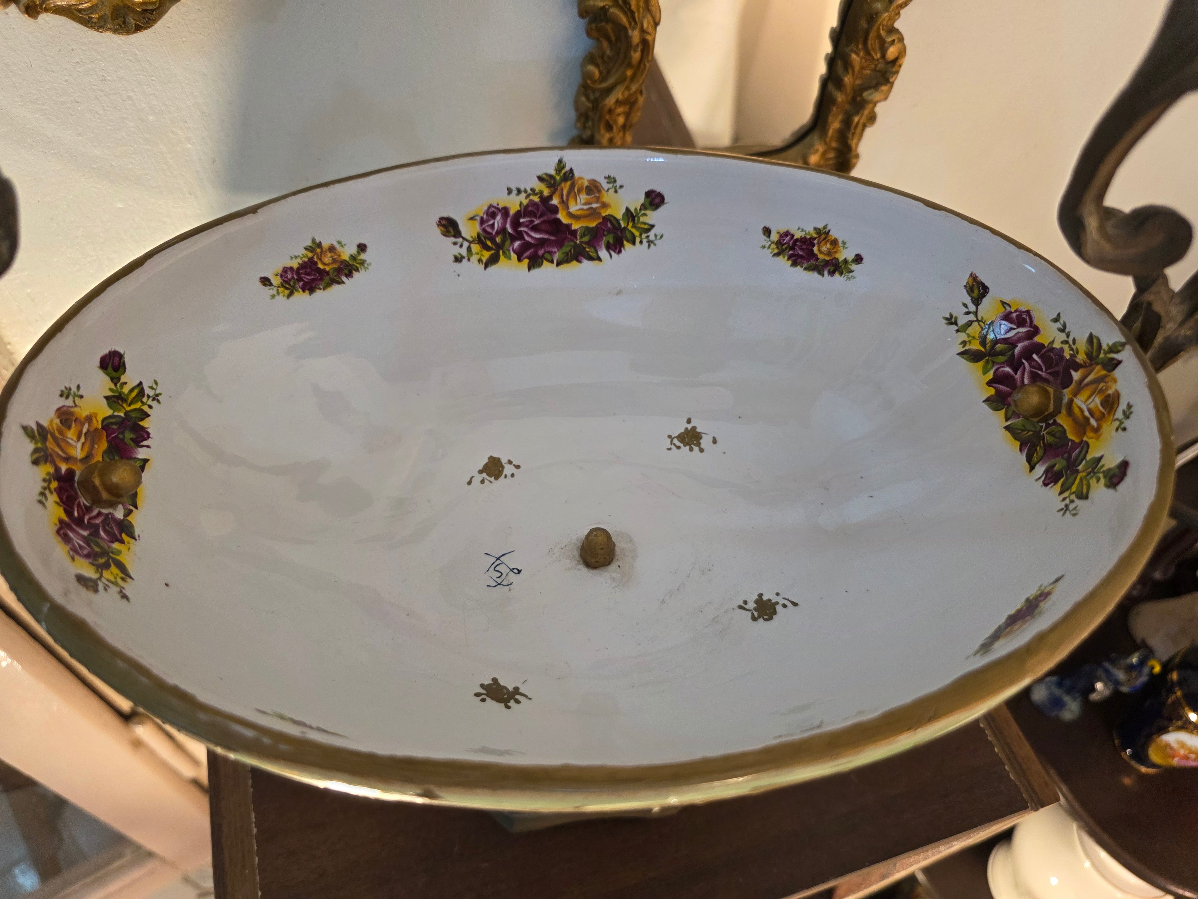 Antique Sèvres Pedestal Centerpiece Bowl with Bronze Handles