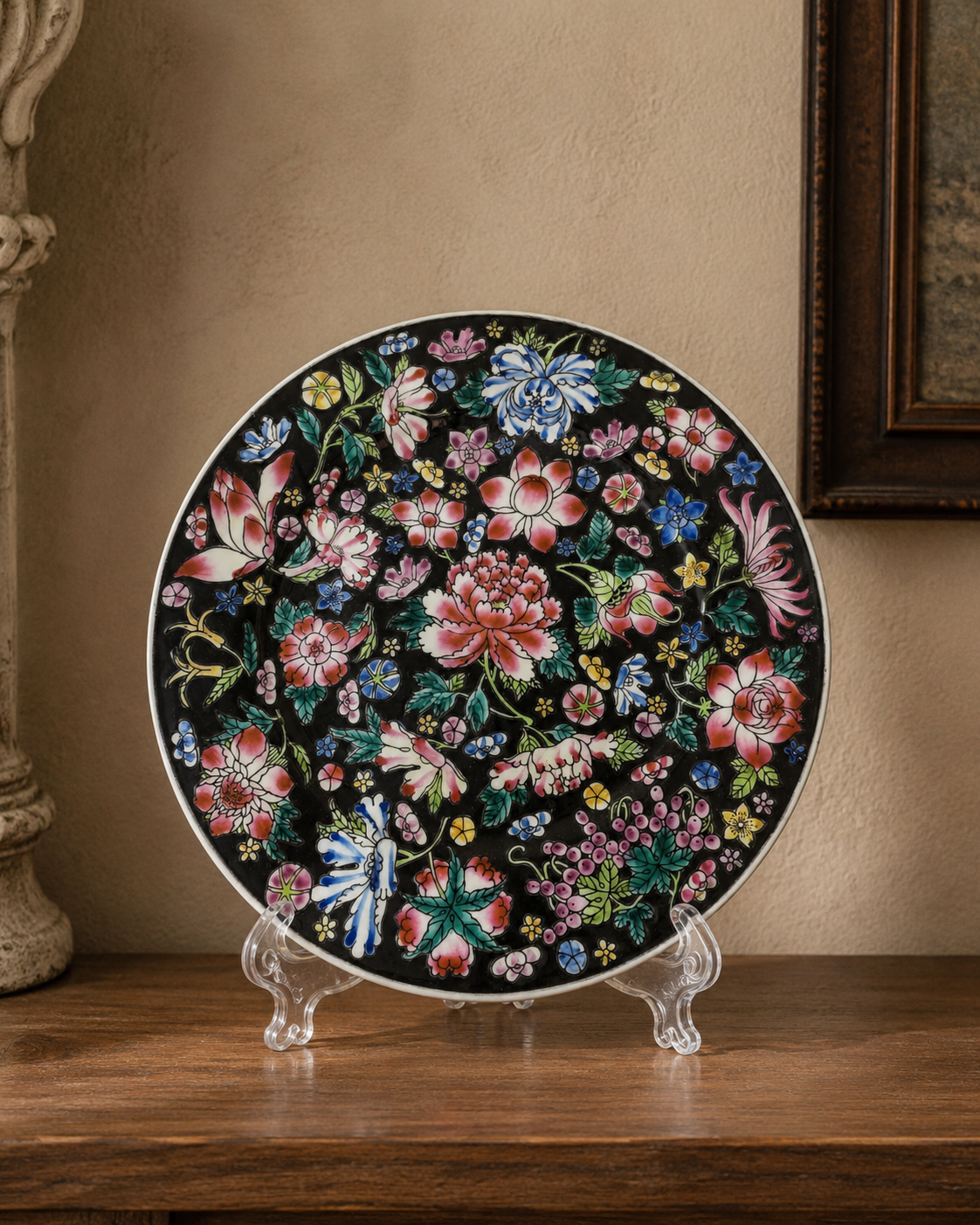Midnight Garden Floral Plate