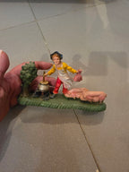 Vintage Made in Italy 7500 Unbreakable Plastic Swineherd with Pigs Sculpture