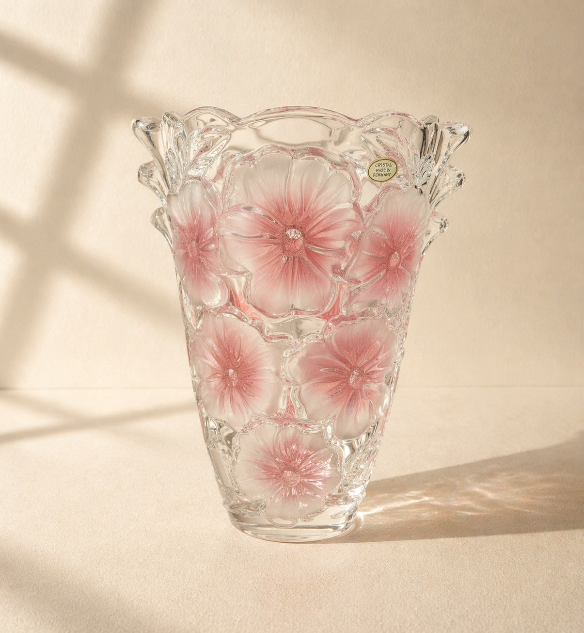 Vintage German Crystal Floral Vase