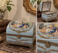 Light Blue French Porcelain Jewelry Trunk with Bronze Mounts - Château Paris