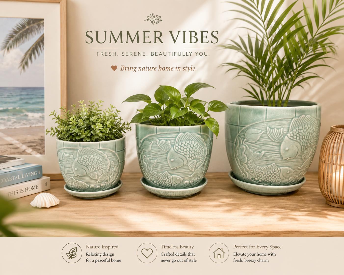 Celadon Koi Planter Set