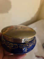 Vintage Cobalt Blue Porcelain Trinket Box – François Boucher Rococo Scene No. 9260