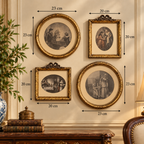 Vintage Gold-Framed Classical Prints – Timeless Wooden Wall Elegance - G1