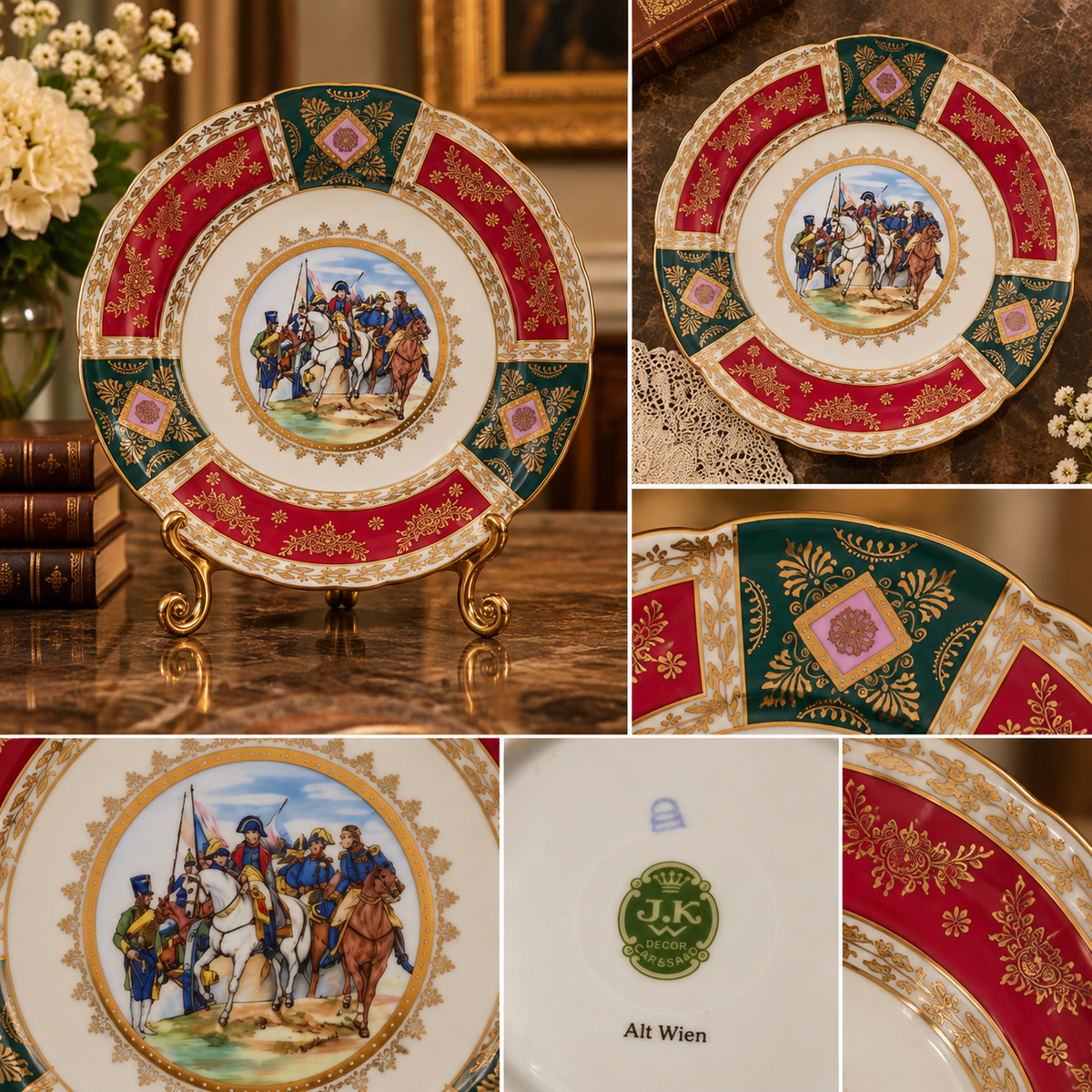 Vintage Josef Kuba "Alt Wien" Napoleon Decor Plate – J.K. Decor Carlsbad, Gilded Porcelain