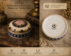 Vintage Royal Crown Excellent Porcelain Trinket Box – Pink Rose & Cobalt Blue Ring Case