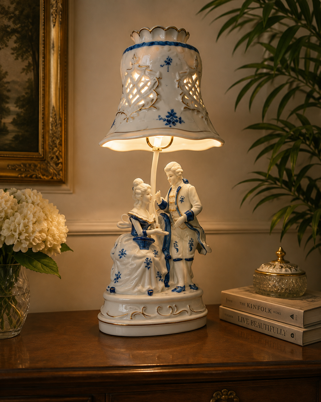 Bleu Blanc Porcelain Table Lamp - Symphony of Light & Elegance