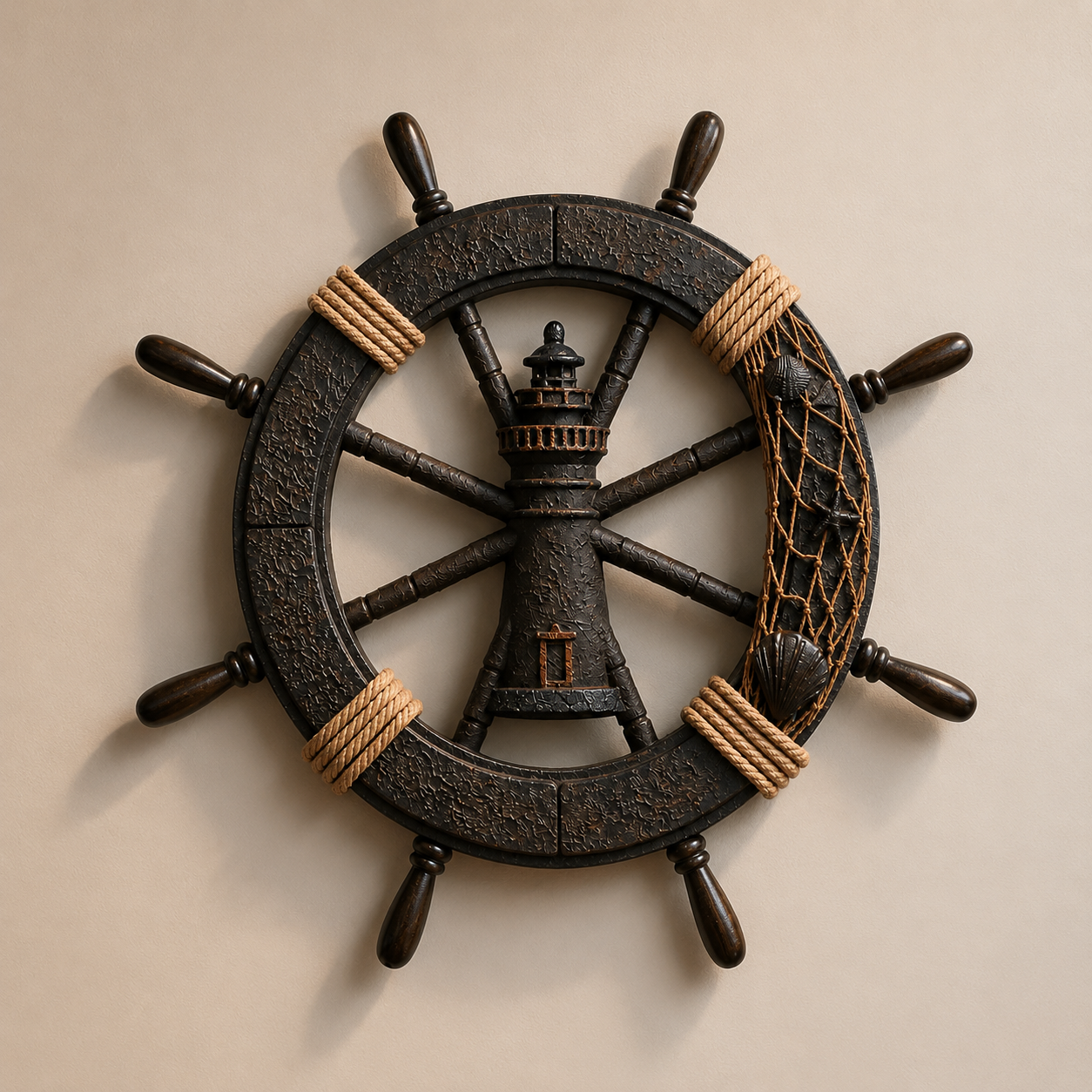 Nautical Lighthouse Ship Wheel Décor