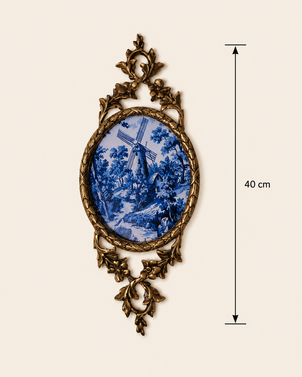 Delft Style Blue Windmill Copper Wall Plaque
