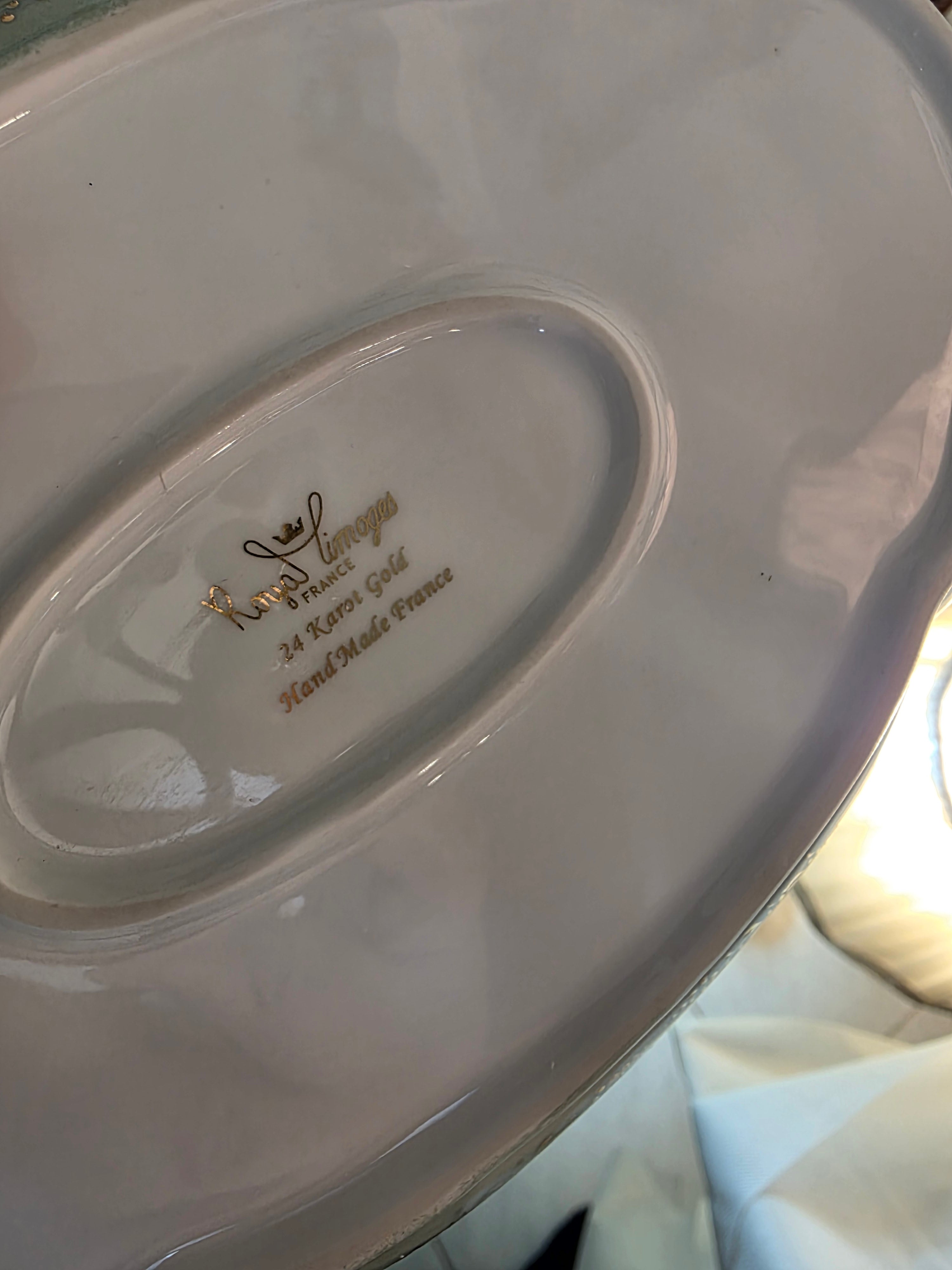 Limoges France Cherub Bonbonnière – 24K Gold Accents