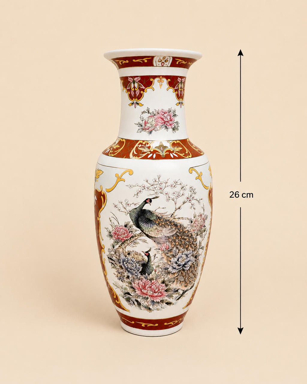 Vintage Japanese Peacock Porcelain Vase