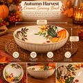 Autumn Harvest Ceramic Serving Bowl with Pumpkin & Gourd Design