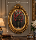 Vintage Floral Oil Painting in Ornate Gilt Wood Frame