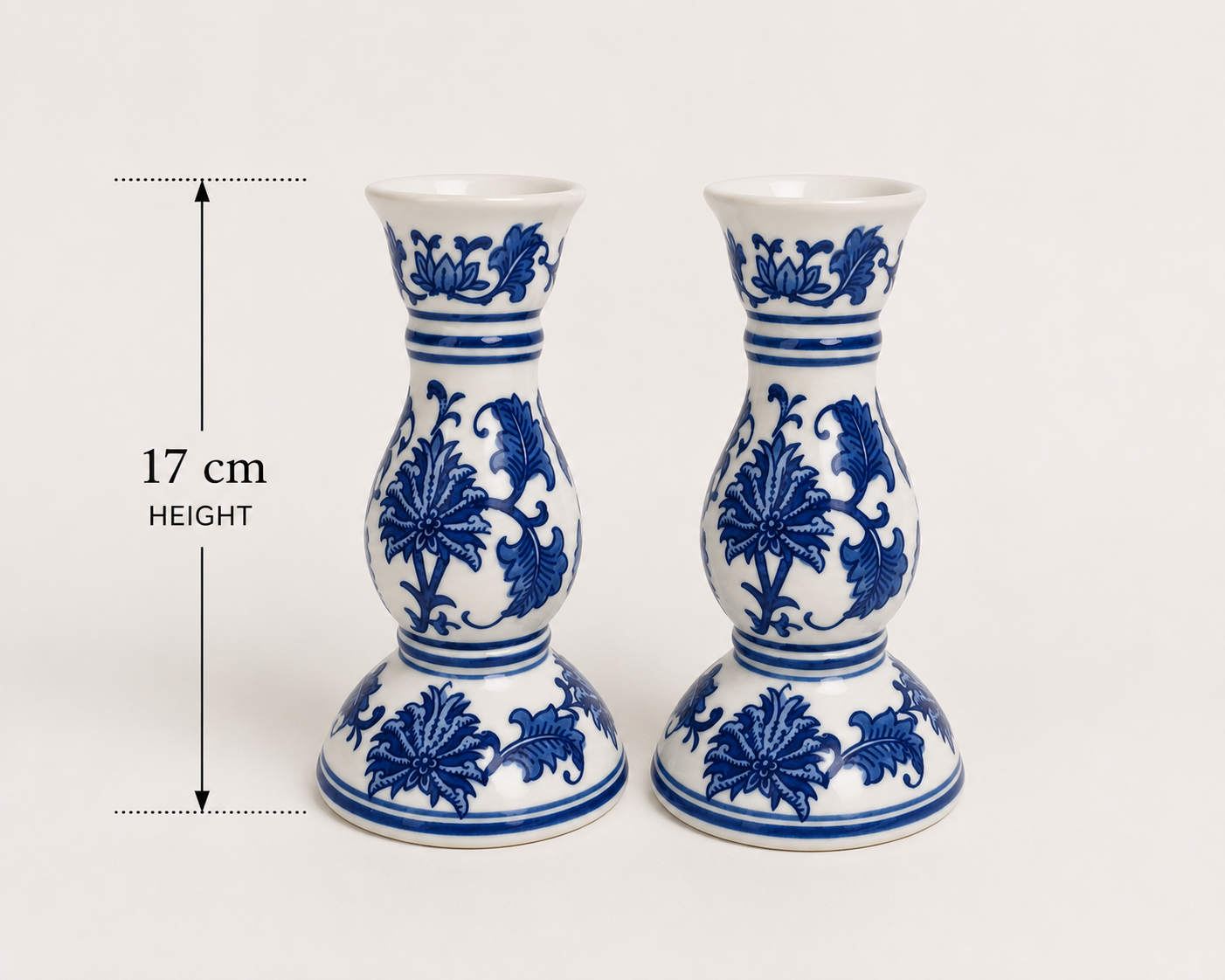 Bleu Blanc Porcelain Candle Holders – Pair