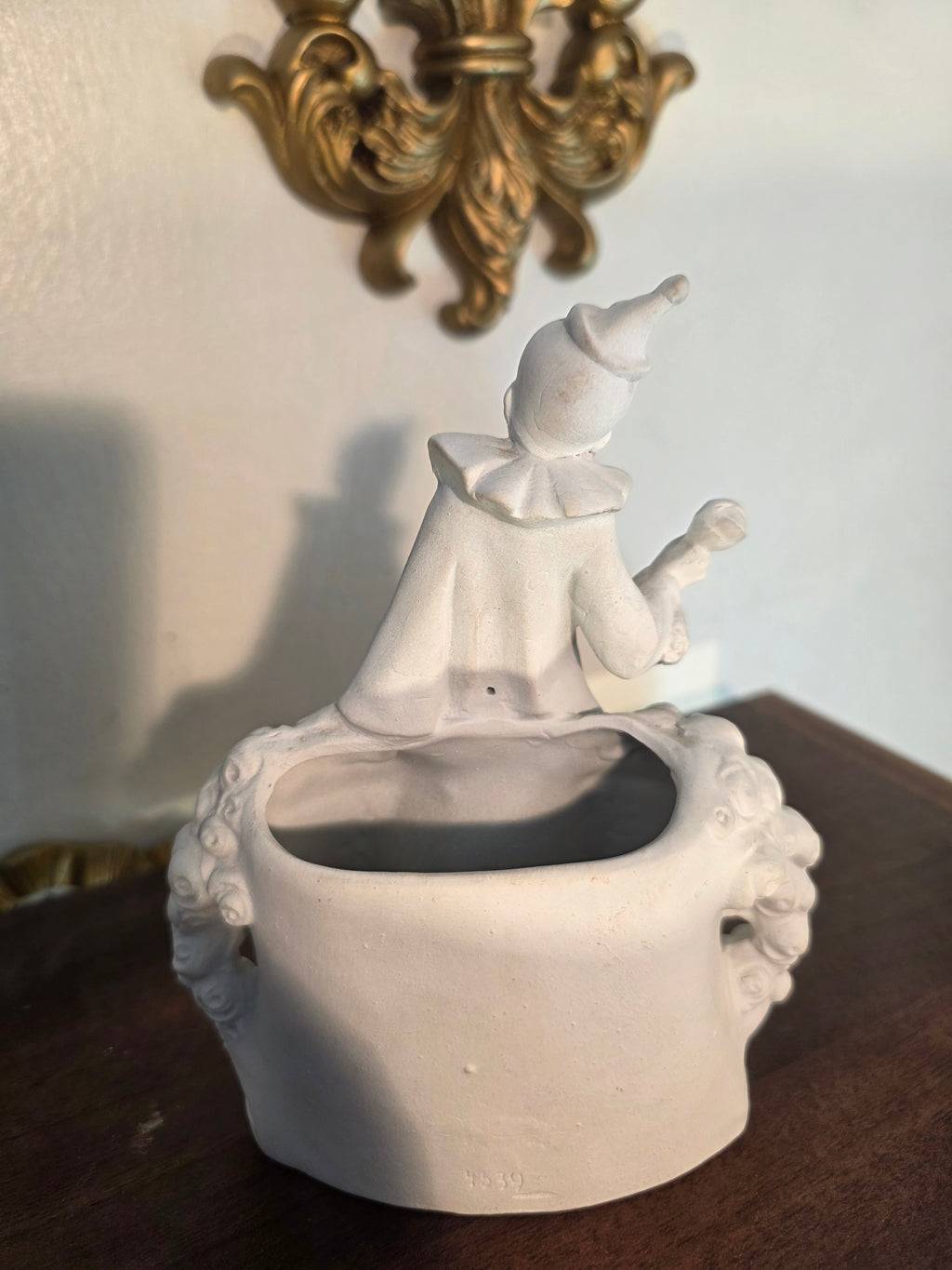 Antique German bisque numbered Romantic Pierrot clown