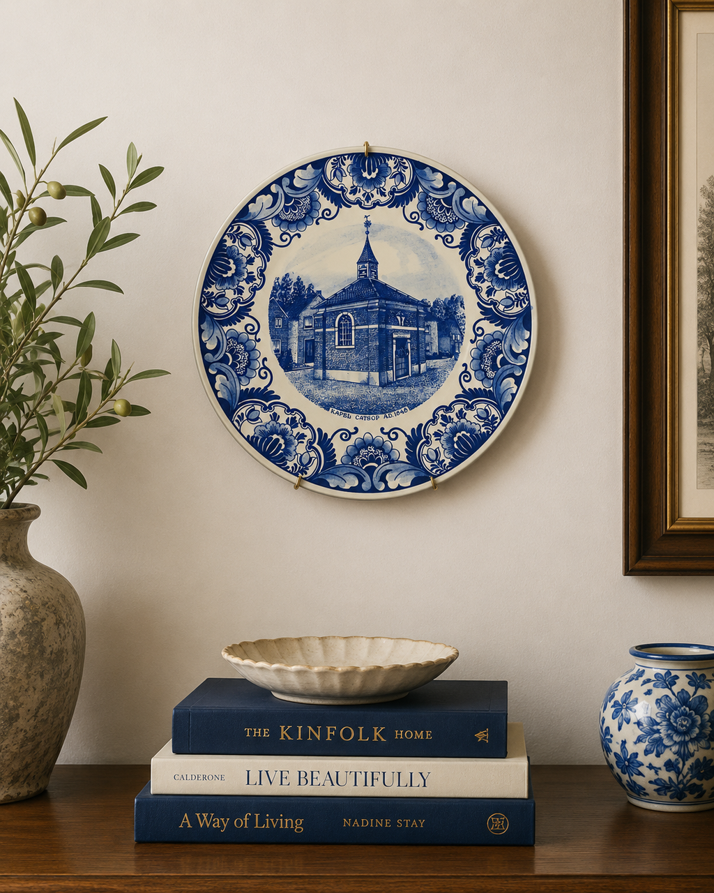 Hand-Painted Delft Holland Chapel Wall Plate