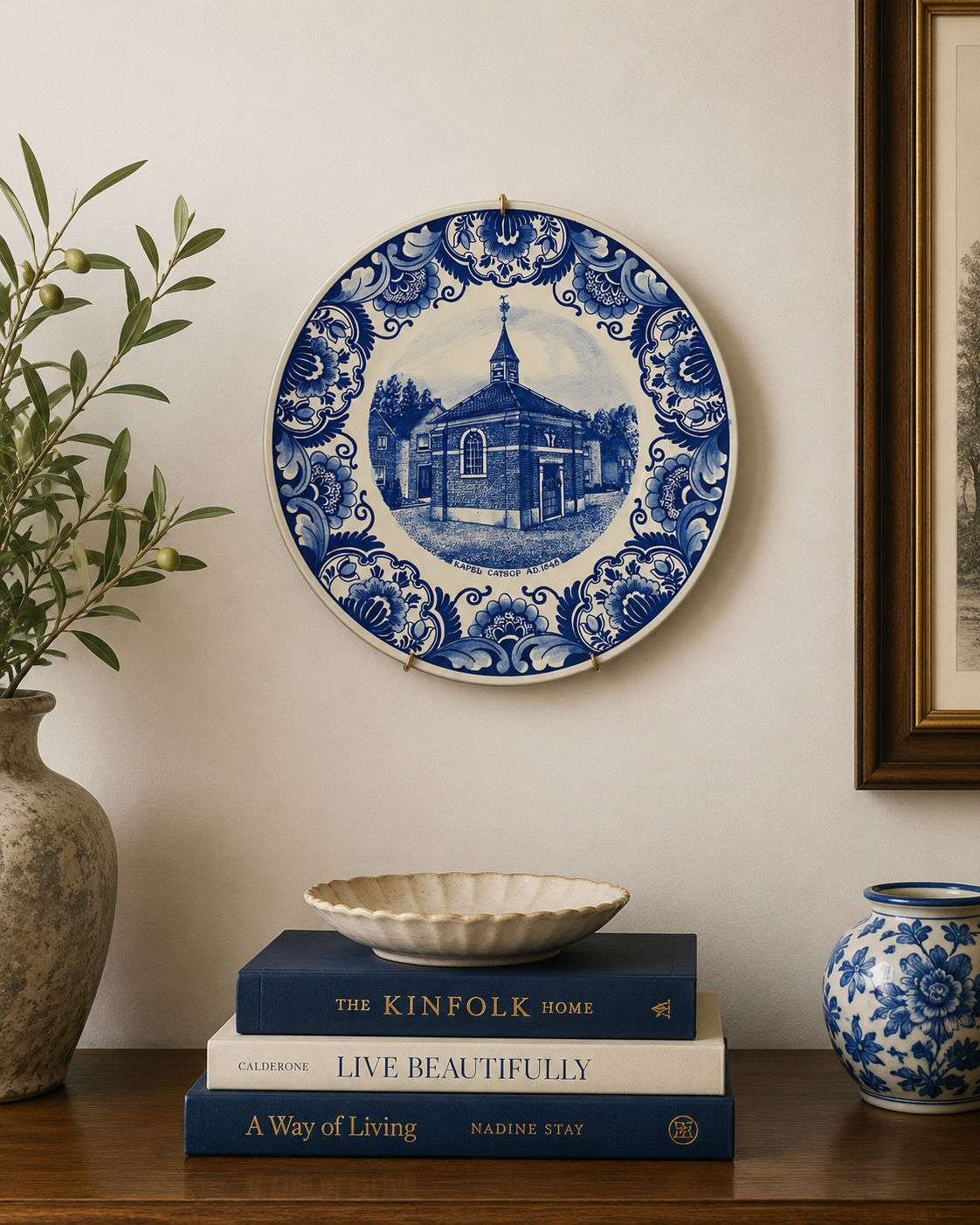 Hand-Painted Delft Holland Chapel Wall Plate