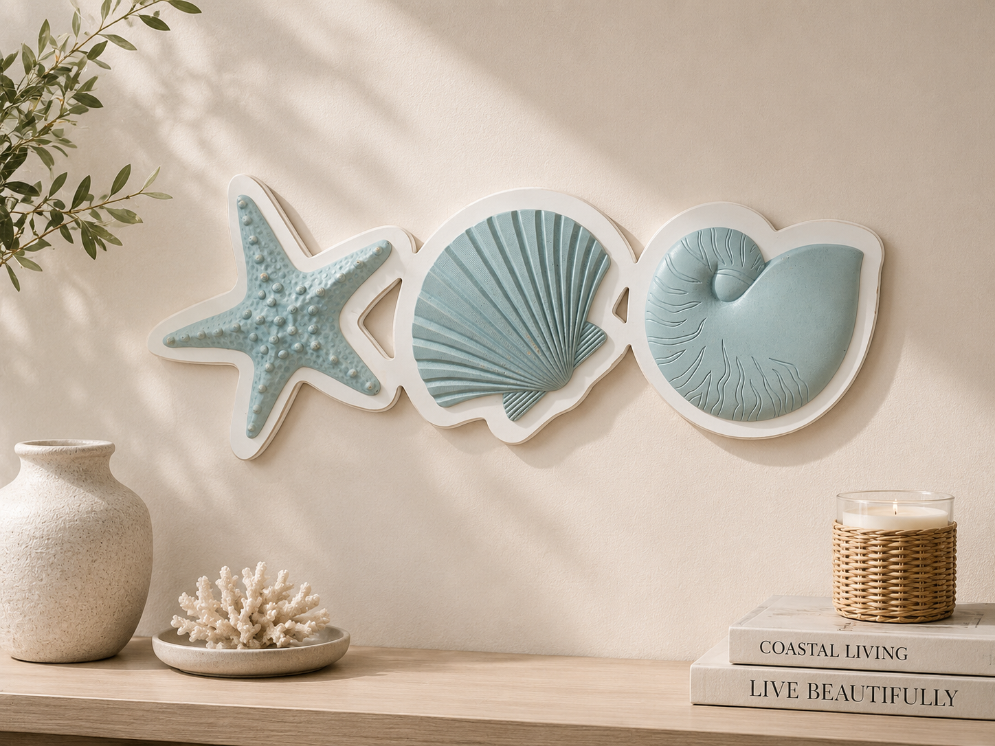 Coastal Shells Wall Art - Mint green