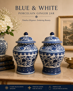Bleu Blanc Ginger Jar Pair