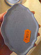 Vintage Wedgwood Pale Blue Jasperware Large Scalloped Trinket Box – 12cm Fluted Lidded Candy Dish