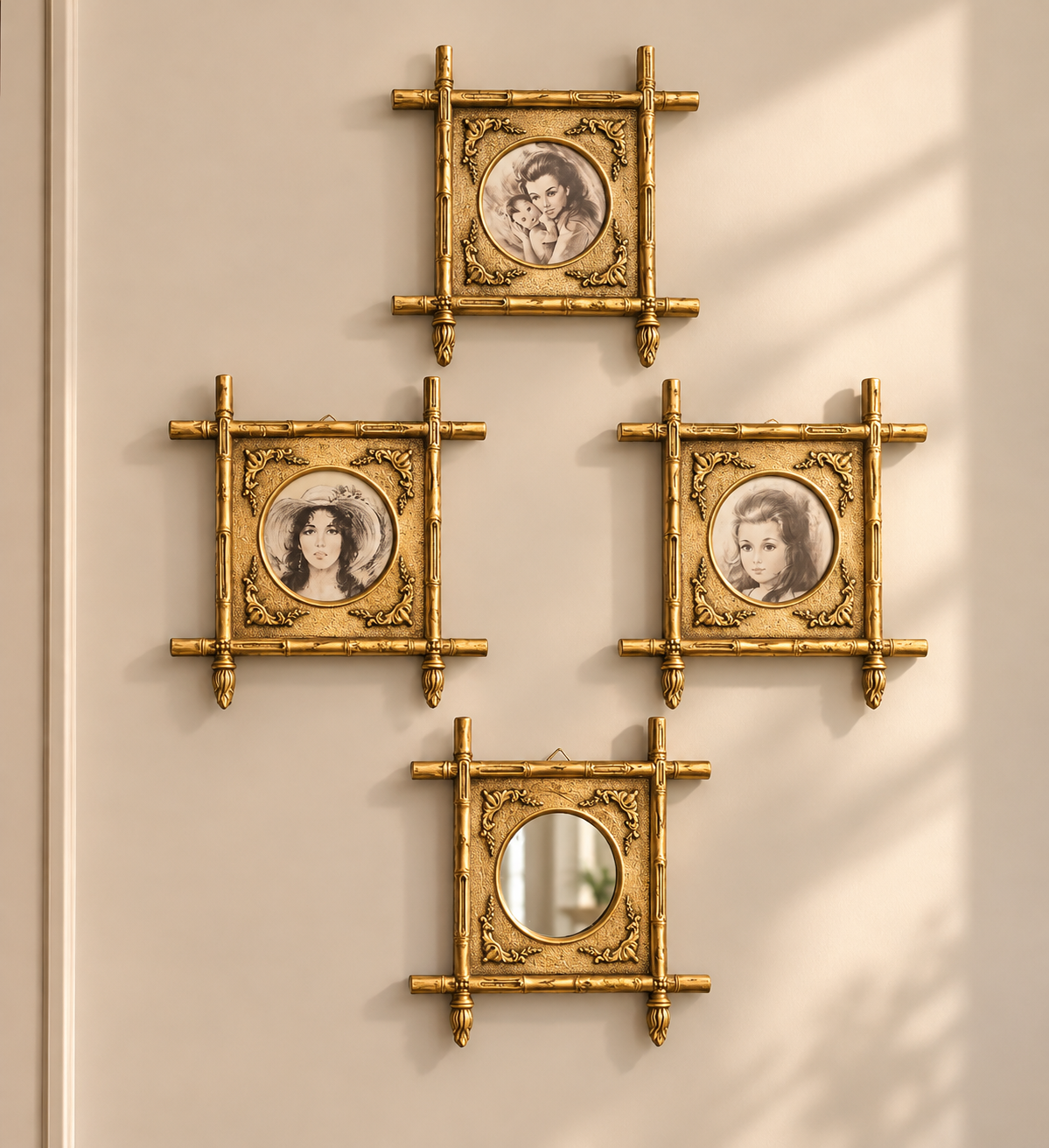 Vintage Golden Resin Frames & Mirror Collection - R401