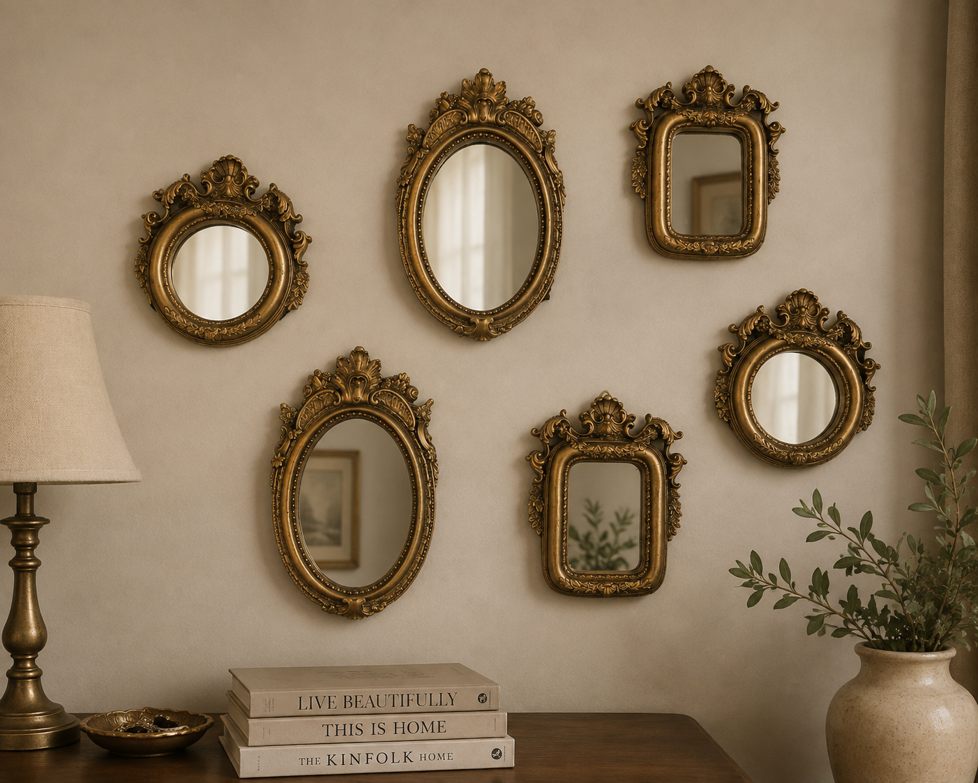 Set of 6 small Resin Mirrors