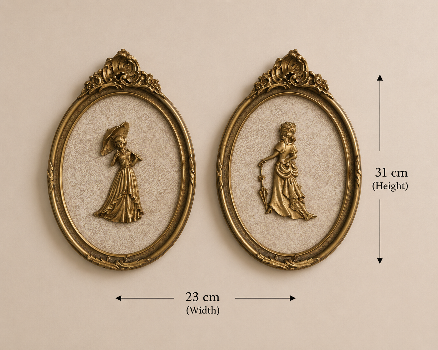 Pair of Vintage Lady Relief Wall Plaques