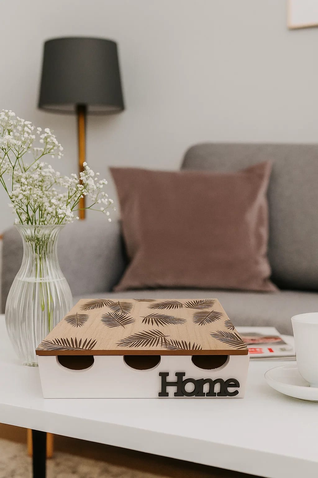 Wooden Tea Box Organizer — 4 Compartments