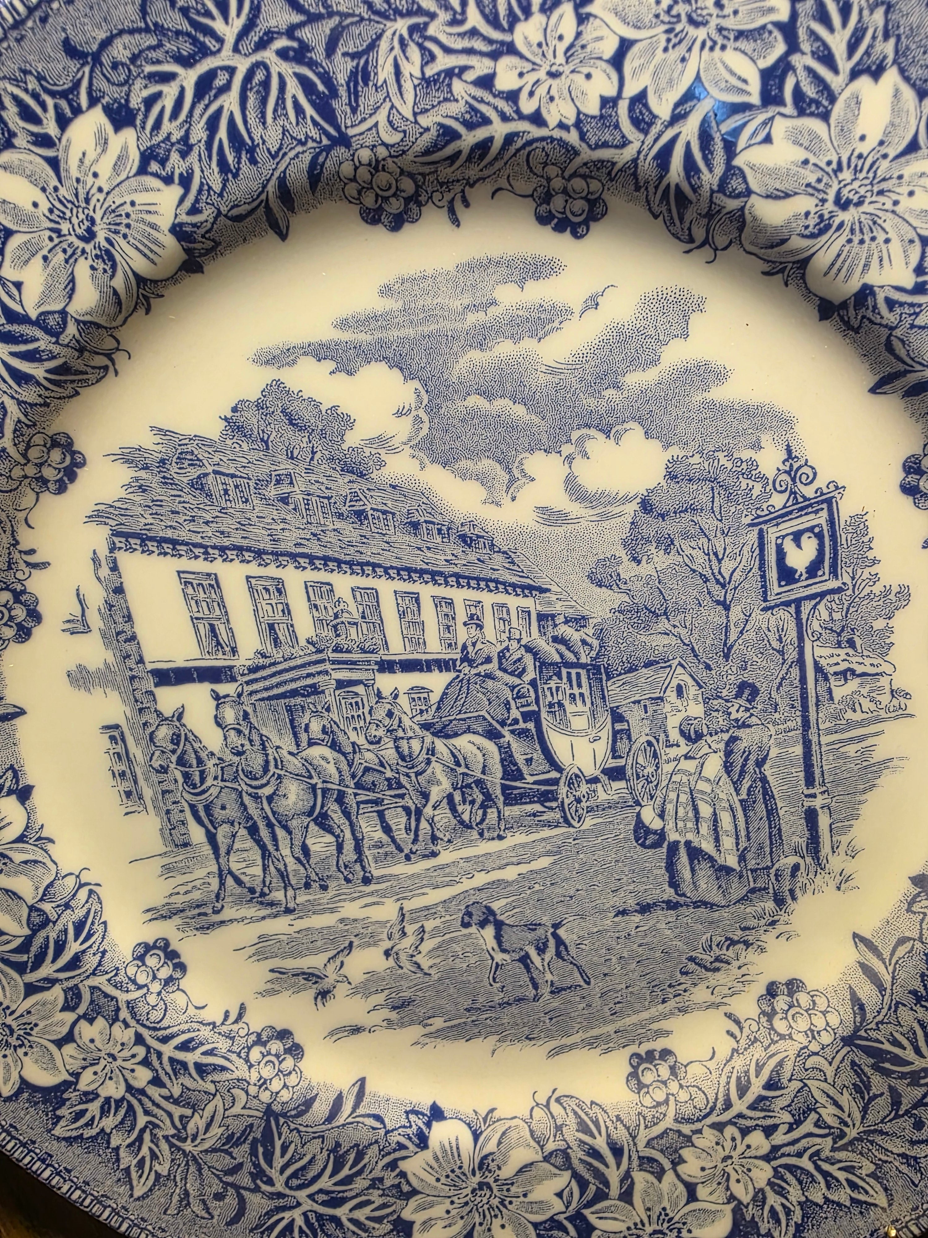 Vintage Bleu Blanc Countryside Plate