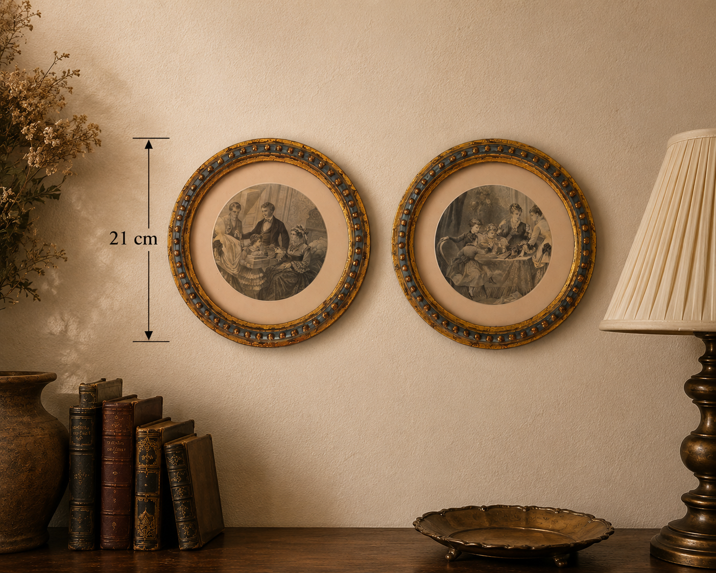Set of 2 Vintage Victorian Round Wall Frames – 21 cm