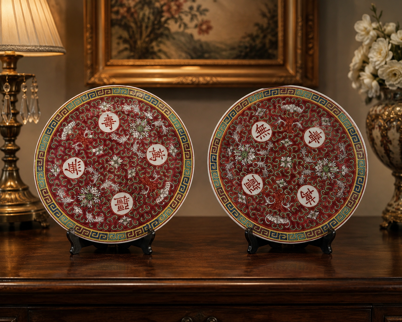 Chinese Longevity Pattern Decorative Plate